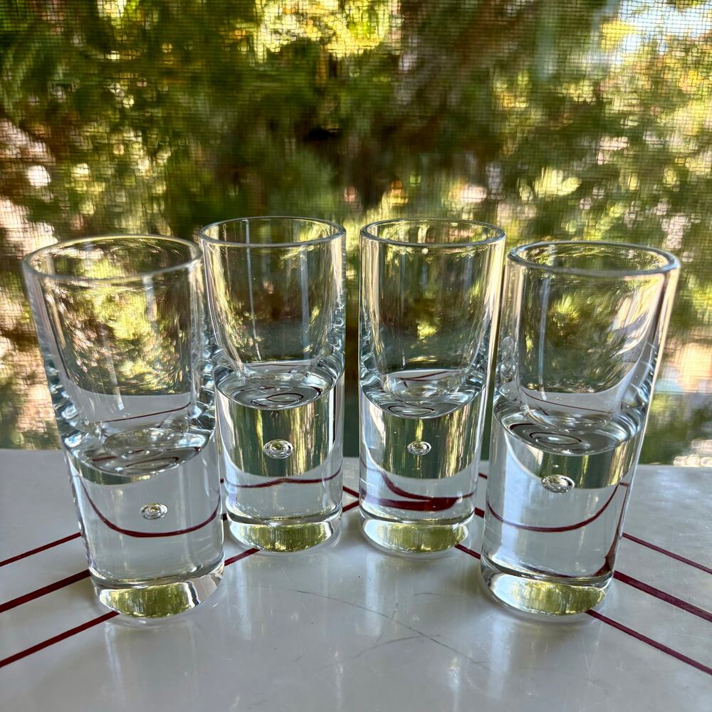 MCM Kosta Boda Pippi Shot Glasses Set of 4 Swedish Bubble Base